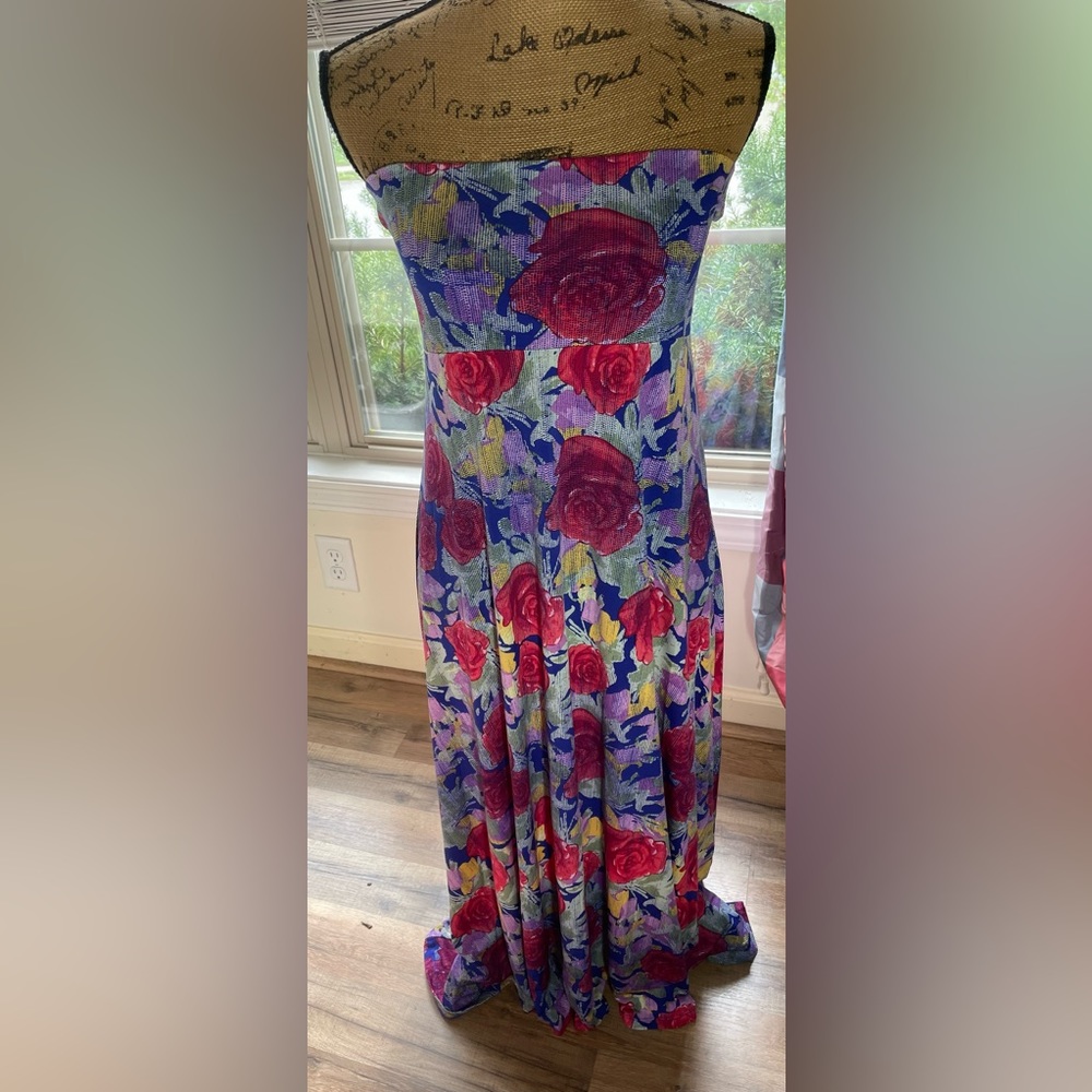 LulaRoe Small Maxi Floral Strapless Dress